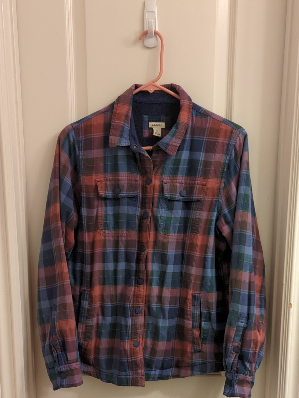 LL Bean Fleece Lined Plaid Flannel Shirt